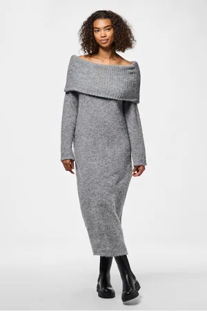 Pieces® Off Shoulder Bardot Soft Knitted Midi Dress AU 12
