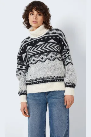 Noisy May Womens Roll Neck Fairisle Pattern Christmas Jumper