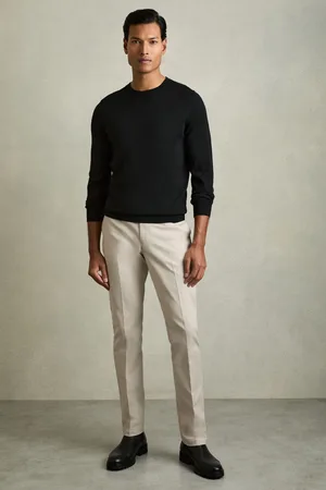 Reiss Mens Stone Eastbury Slim Fit Cotton Blend Chinos