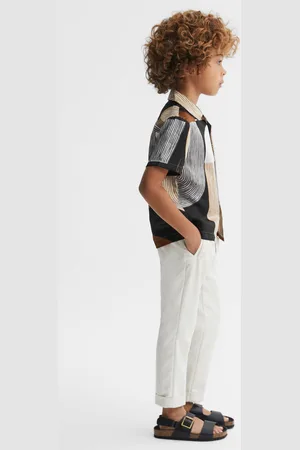 Reiss Boys Tobacco/Navy Levy 3-9 yrs Printed Cuban Collar Shirt