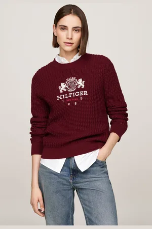 Tommy Hilfiger Womens 100% Organic Cotton Varsity Crest Jumper