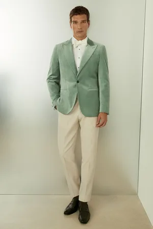 Reiss Mens Mint Apsara Velvet Single Breasted Blazer