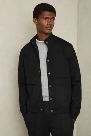 Reiss Mens Roman Interlock Funnel-Neck Jacket