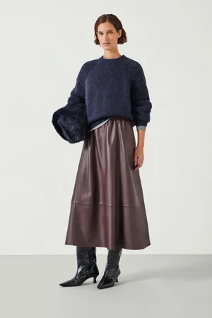 Hush Puppies Womens Agatha Leather Midi Skirt