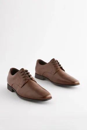 Next Mens Tan Slim Square Derby Shoes