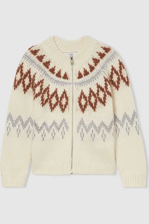 Reiss Girls Ella 9-13 yrs Zipped Fairisle Pattern Cardigan with Wool and Cashmere