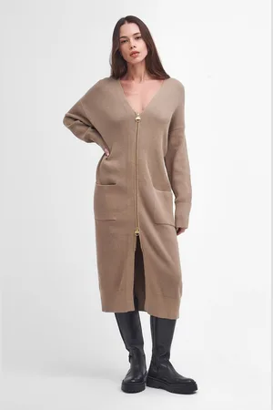 Barbour Womens Mondale Knitted Zip Midi Black Dress