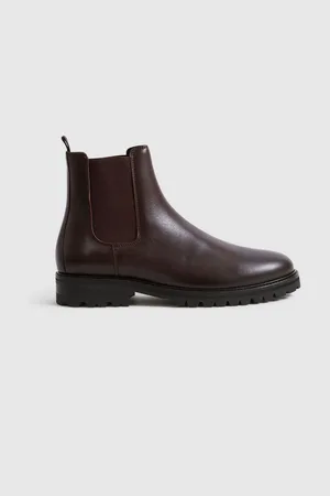 Reiss Mens Chocolate Chiltern Leather Chelsea Boots