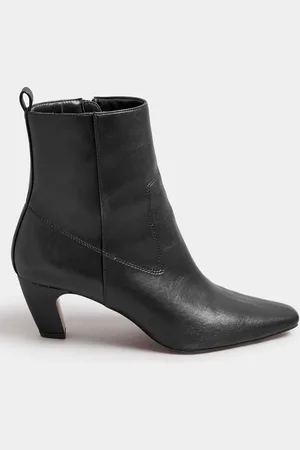 Long Tall Sally Black Mid Heel Ankle Boots AU 13 (EU 44)