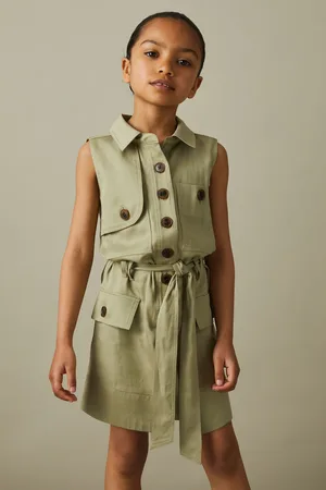 Reiss Girls Khaki Lola 9-13 yrs Utility Style Belted Dress