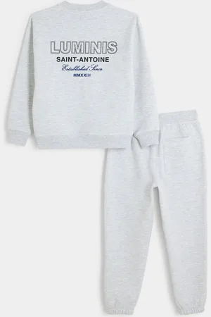 River Island Boys Chrome Boys 100% Cotton Luminis Crew And Joggers Set