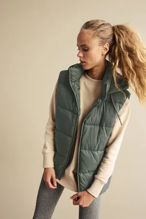 Next Womens Khaki Short Shower Resistant Padded Gilet