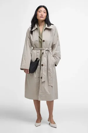 Barbour Natural Garbo Showerproof Trench Coat AU 10