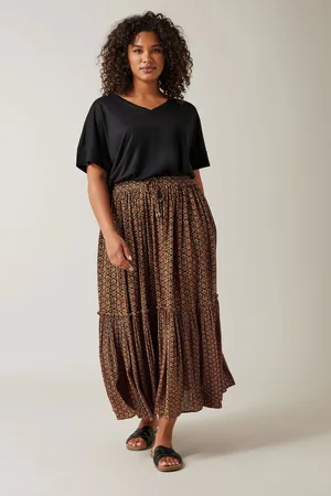 Evans Floral Tie Crinkle Midi Skirt AU 20
