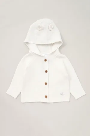 Rock-a-bye Baby Boutique Girls Hooded Bear 100% Cotton Knit Cardigan