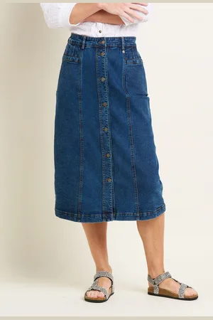 Brakeburn Womens Button Front Denim Midi Skirt