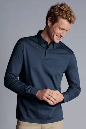 Charles Tyrwhitt 100% Cotton Plain Long Sleeve Jersey Polo Shirt 3XL