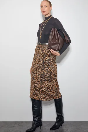 Monsoon Womens Liza Leopard Print Midi Skirt