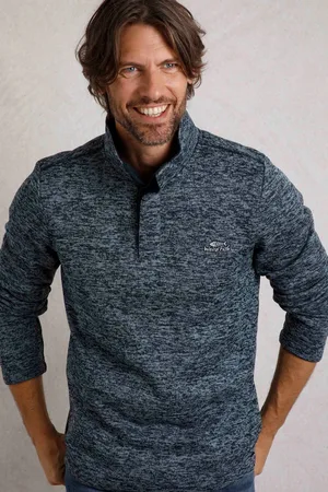 Weird Fish Mens Seataller Recycled Soft Knit Rib 1/4 Button Fleece