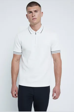 River Island Slim Fit Quilted 100% Cotton Polo Shirt XL