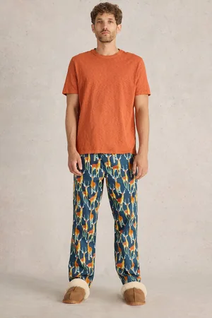 White Stuff Mens Stag Printed 100% Cotton Pyjamas Trousers