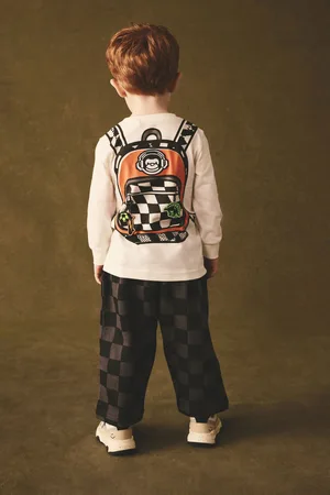 Next Boys Checkerboard Backpack Long Sleeve 100% Cotton Top and Joggers Set (3mths-7yrs)