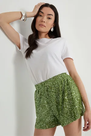 Threadbare Womens Sequin Pull-On Shorts
