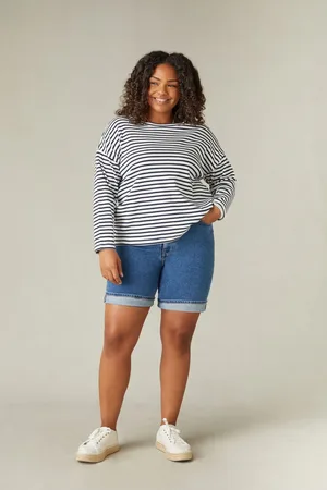 Live Unlimited London Womens Mid Curve Denim Longline Shorts