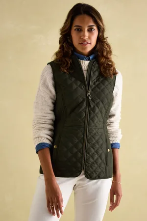 Joules Womens Minx Khaki Showerproof Diamond Quilted Gilet