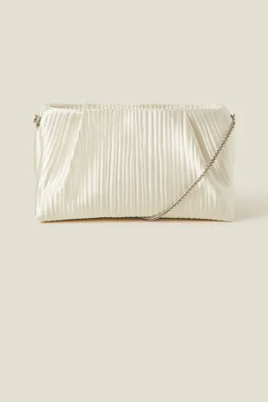 Accessorize Natural Bridal Pleated Satin Clutch Bag One