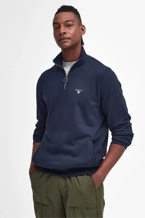 Barbour Mens Navy Beckhill Quarter Zip 100% Cotton Sweatshirt