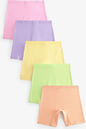 Next Girls Multi Pastel Stampy Long Leg Short Briefs 5 Pack (2-16yrs)