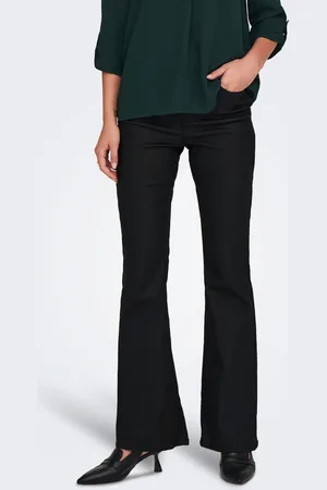 JDY Womens High Waisted Coated Flared Jeans