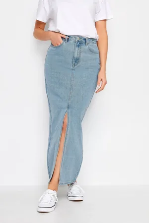 Long Tall Sally 100% Cotton Denim Maxi Skirt AU 12 Tall