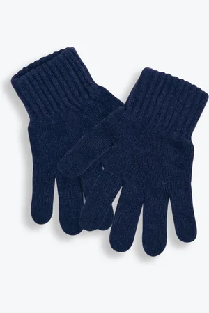 JoJo Maman Bébé Girls Navy Plain Knitted Gloves