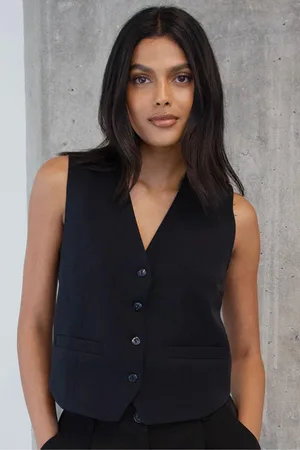 Threadbare Womens Black Button Front Waistcoat