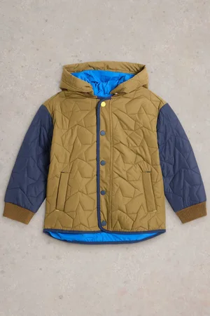 White Stuff Boys Star Quilted Colourblock Coat