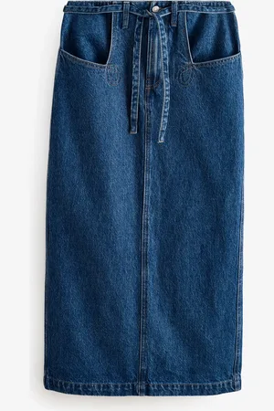 Next 100% Cotton Hourglass Belted Pocket Stitch Midi Skirt AU 16 Tall