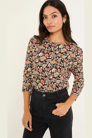 Fat Face FatFace Ria Black Historical Floral Top AU 8