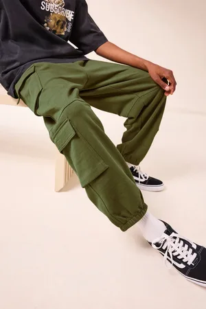 Next Boys Khaki 100% Cotton Parachute Style Jersey Joggers (3-16yrs)
