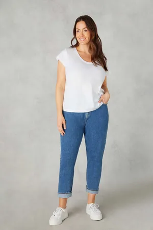 Live Unlimited London Womens Mid Curve Petite Mom Comfort Jeans