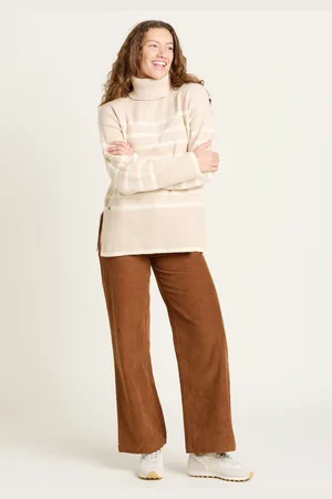 Brakeburn Womens Chunky Stripe Knitted Roll Neck Jumper