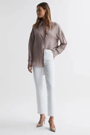 Paige Womens Reiss Crisp Cindy Straight Leg High Rise Jeans