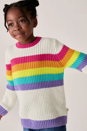 Little Bird Girls Multi Colourful Knitted 100% Cotton Jumper