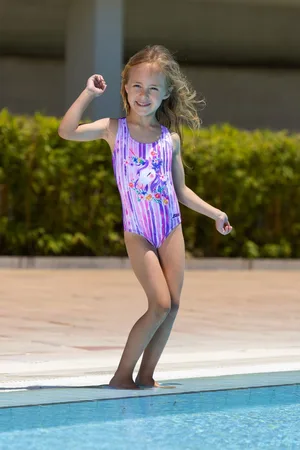 Zoggs Girls Purple Unicorn Actionback Swimsuit 1 Year (80cm)