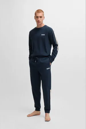 HUGO BOSS Blue 100% Cotton Terry Pyjamas With Tape and Logos M
