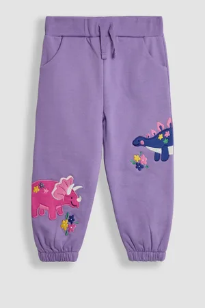 JoJo Maman Bébé Girls Lilac Dino Appliqué Joggers