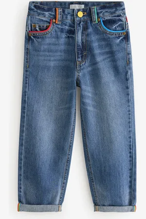 Little Bird Boys Washed Denim Rainbow Embroidered 100% Cotton Jeans