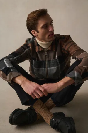 Barbour Mens Cedarwood Lannich Tartan Check Overshirt