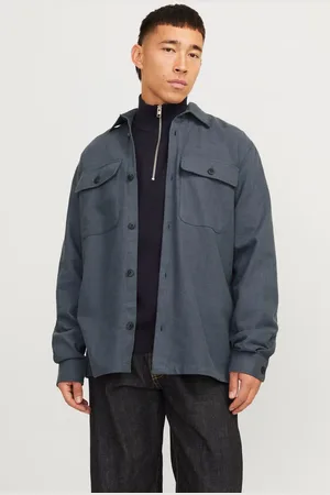 JACK & JONES Blue Worker Overshirt Shacket With Pockets M